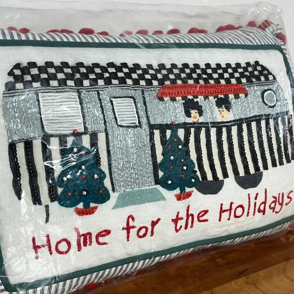 MacKenzie-Childs Holiday Camper Lumbar‎ Pillow Christmas Home for the Holidays